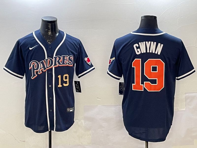 Men San Diego Padres 19 Gwynn Blue Throwback Game 2025 Nike MLB Jersey style 4